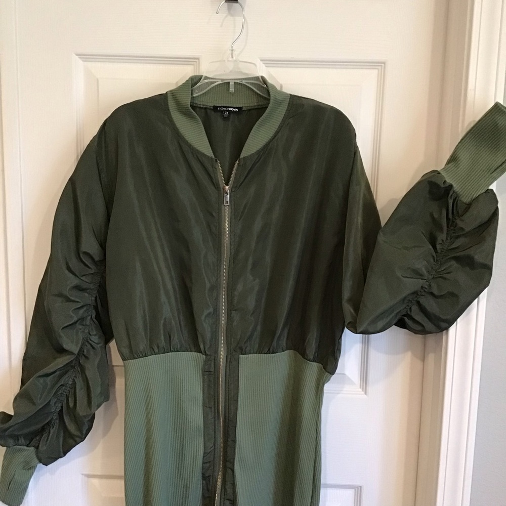 Fashion Nova Sage green long sleeve dress, size 2XL